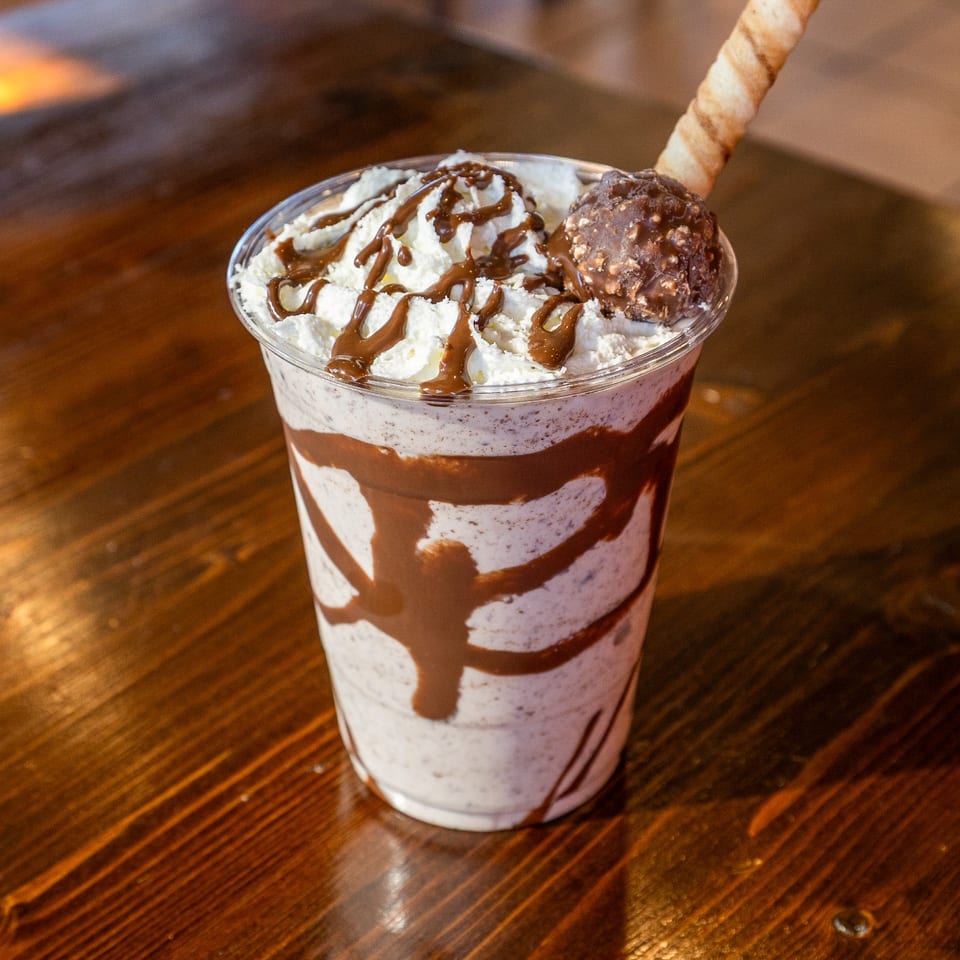 Chocolate shake topped with whipped cream