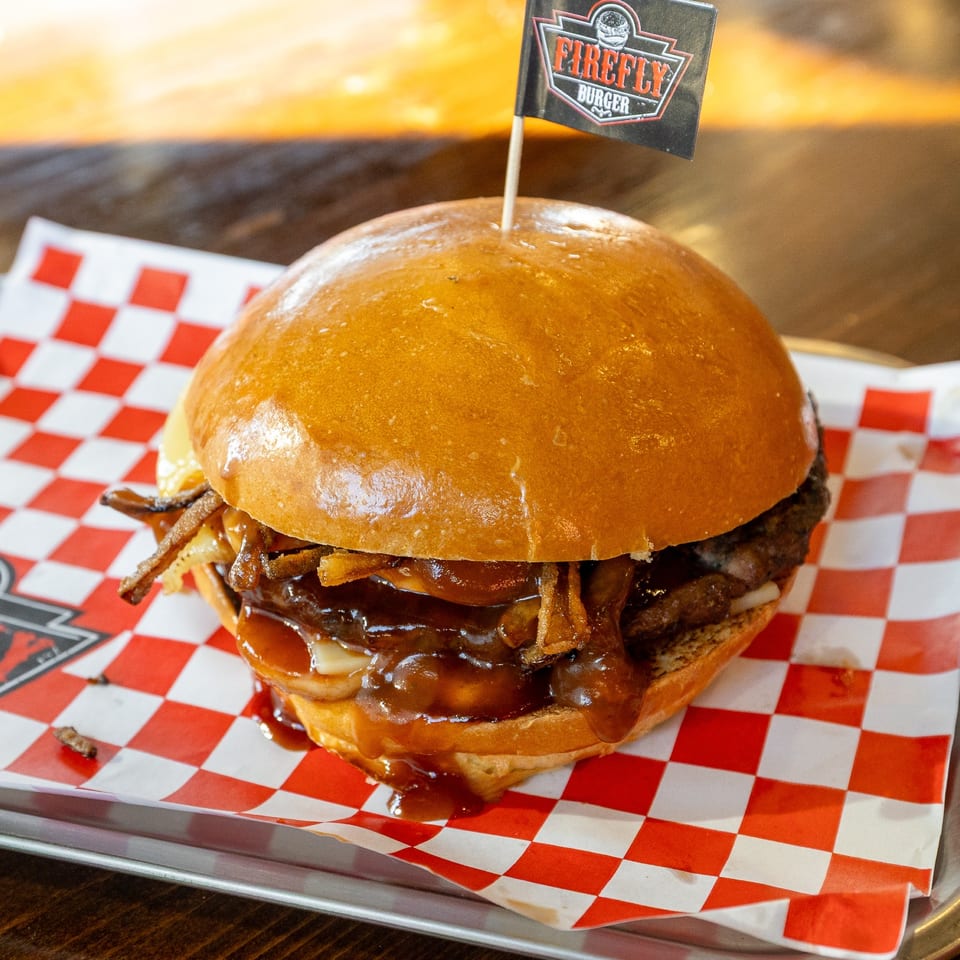 Double mushroom barbecue burger